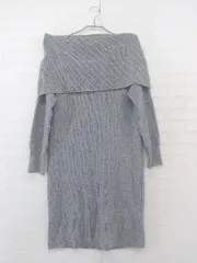 ◇ NINE オフタートルネック 長袖 膝丈 ニットワンピース サイズF ダークグレー系 グレー系 ホワイト系 レディース P  【中古】 【1212020001298】のサムネイル