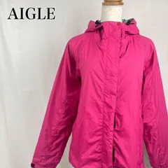 AIGLE　エーグル　M　ピンク　長袖　アウトドア　フード　フーディー　マウンテンパーカー　アウター　ラウンドヘム　上着　防寒　ナイロンジャケット 2029