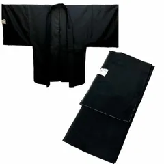 羽織 着物（長着）セット 袷 男性用 紋付 S,M,L,LL,3Lサイズ 紋入れ可 黒地 NO29661-05