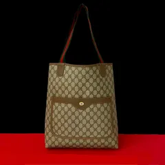 極 美品 GUCCI グッチ オールドグッチ ヴィンテージ シェリーライン GG ロゴ 金具 レザー トートバッグ ハンドバッグ ブラウン 41533