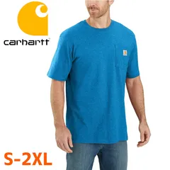 新品 (S-2XL) カーハート #K87 ポケット付き 半袖Tシャツ (マリンブルーヘザー)【送料無料】Carhartt ヘビーウエイト USAライン