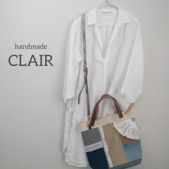 【CLAIR】デニムリメイクトートバッグ/切り替えパッチワーク/レース/レザーハンドル/ショルダーカン付 no.3