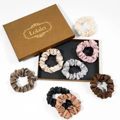 Lolalet シュシュ リボン 8本セット ヘアゴム 大人 シルク光沢 立体感 おしゃれ 髪留め