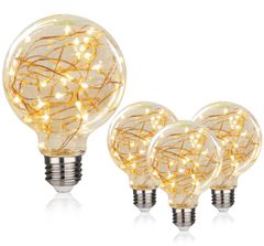 ビアガーデン テラス最適 LED電球 G80 口金E26 2W(20W相当) きらきら星空ライト 4個入銅線ライトヴィンテージスタイル