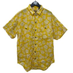 GC828 Liz Wear レイヨン100% アロハシャツ 半袖シャツ 半袖 シャツ デザインシャツ イエロー メンズ サイズM