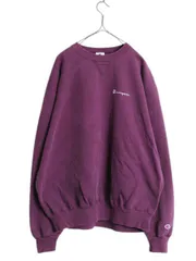 【お得なクーポン配布中!】 90s チャンピオン ワンポイント スウェット メンズ レディース XXL / オールド Champion 裏起毛 トレーナー スクリプト ロゴ 刺繍 パープル