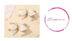 ✴︎バレッタ✴︎リボン✴︎ホワイト✴︎白✴︎ゴールド✴︎金✴︎2個セット✴︎