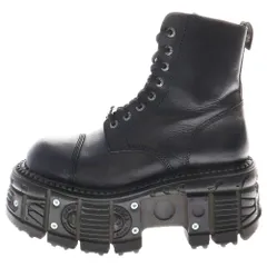 NEWROCK　ミリタリーブーツ 黒 ハイカット レザー New Rock ブラックレザーブーツ