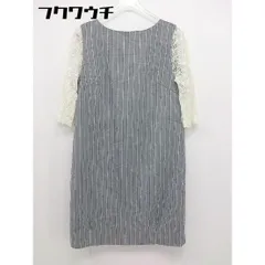 ◇ LIMITLESS LUXURY リミットレスラグジュアリー ストライプ 切り替え 七分袖 ミニ ワンピース サイズ38 グレー レディース 【中古】 【1104280005829】