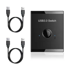 新品 サムコス usb3.0 切り替え器 usb切替器 手動切替機 pc2台用 5Gbps高速転送 キーボード マウス プリンタ セレクター 切り替え機 (USB3.0ケーブル2本付き)