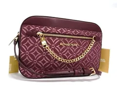 ■新品同様■ MICHAEL KORS マイケルコース キャンバス×レザー  ショルダーバッグ 肩掛け 斜め掛け ボルドー系×ピンク系 BJ9415