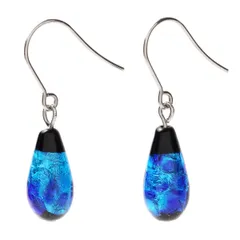 Sea drop 光る ホタルガラス ピアス しずく型 ドロップ 蓄光 レディース チタン製フック 両耳用 [059et-s]