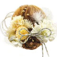 [JZOON] 8色展開 ドライフラワー 髪飾り ダリア 造花飾り 和玉 赤 ヘアアクセサリー 成人式 ゴールド 水引 ヘッドパーツ あじさい 振袖 着物 卒業式 七五三 浴衣 袴 結婚式 かすみ草 和装 造花 手作り 専用ケース付き