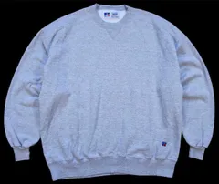 90s USA製 RUSSELLラッセル 無地 前V スウェット 杢グレー XXL★ブランク 特大 オールド ビンテージ ガゼット クルーネック ビッグサイズ
