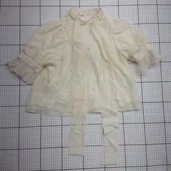 ◇ ⊂ ナイスクラップ パール付属 半袖 シャツブラウス サイズF ベージュ系 レディース E  【1509100030850】