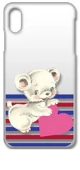 【新品未使用】iPhone XS Max アイフォンテンエスマックス クリア ハードケース ( テディベア(ハート＆ボーダー ) レトロ くま ハート cl-iphonexsmax-183