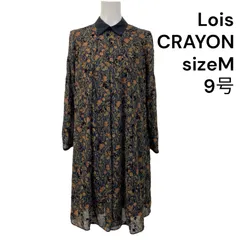 ◆ロイスクレヨン Lois CRAYON フロッキープリントワンピース 長袖 膝丈 総柄 M、9号 レディース S5U276