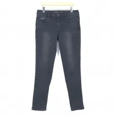 ガバ レディース ウォッシュ スパン糸 スキニー デニムパンツ ブラックデニム ( HU36847 )