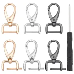 【数量限定】高質 キーホルダー金具 光沢感 6個セット ドライバー 合金製 付き 360度回転 アクセサリーパーツ Dカン付き 修理 ナスカン 交換 PandaHall クラフトパーツ PH ゴールド/シルバー/ブラック