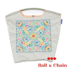 【正規品】 ボールアンドチェーン (フローラルバンダナ / パステルグレー) Mサイズ  トートバッグ