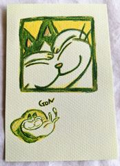 ねこ猫ハンドメイド♡ごんみるてんくり「ごんさんのお昼寝」ポストカード２枚セット①