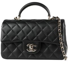 CHANEL/シャネル　ココハンドル/トップハンドル マトラッセ ミニ フラップ 2WAYハンドバッグ20　ラムスキン　ブラック×ゴールド金具　AS2431　ランダム番【未使用品】