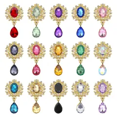 【数量限定】ロリータ 台座つき ハンドメイド 台座つき ジュエル 豪華 手作り素材 DIY製作キット ビジューキラキラ アクセサリーパーツ パーツ 目立つ イヤリング デコ素材 15色 宝石 しずく (金） 15個セット ビジューパーツ