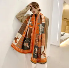 馬柄カシミヤ 混 ストール マフラー ブランケット スカーフ ショール 7/13