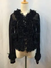 GIANFRANCO FERRE　ジャンフランコ フェレ　ダブルジップ　メッシュ　フリル　ブラック　ジャケット　トップス