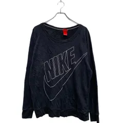 NIKE プリント スウェット トレーナー XL レディース ブラック ナイキ 裏パイル ロゴ 古着卸 アメリカ仕入 a602-5582