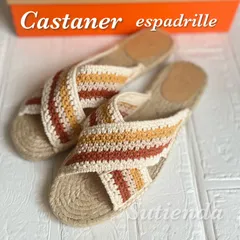 人気 CASTAÑER カスタニエール ★ クロスストラップ ラフィアエスパドリーユ サンダル