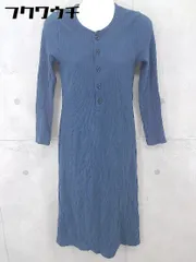 ◇ BEAUTY & YOUTH UNITED ARROWS ハーフボタン リブ 長袖 膝下丈 タイト ワンピース ネイビー系 レディース 【中古】 【1102090018435】