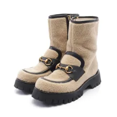 グッチ GUCCI ブーツ ホースビット 643902 ウール レザー シューズ ショートブーツ レディース Used A