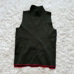 ZARA ザラ ハイネック リブ ニット ベスト ジレ セーター カーキ モード