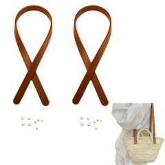 新品 ChasCoCo2個入り持ち手 修理 バッグ 持ち手 自分で セット カバン 持ち手 交換 修理 革 交換用ハンドル かばん用 付け替え ボタン付き バッグハンドル 交換用 DIY 修理 補修 手芸用品(ブラウン)