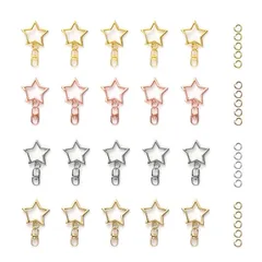 YFFSFDC キーホルダー金具 20個 回転カン付き ワンタッチキーホルダー カワイイ DIY用パーツ 手作り キーリング シルバー ゴールドなど4色