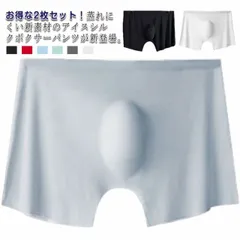 【送料無料】2枚セット アイスシルク ボクサーブリーフ ボクサーパンツ メンズ シームレス ボクサー パンツ トランクス ショーツ 下着 インナー 立体デザイン 涼感 男性 アンダーウェア パンツ 大#nin4039