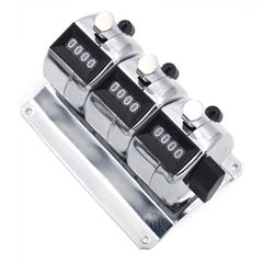 新品 GOGO カウンター 数取器 計数器 数取り器 3連式 4桁の数字 卓上型 ベーススタンド付き 金属 手動測定 リセット可能
