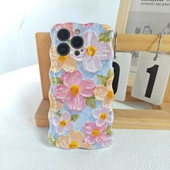 iPhone 케이스 스마트폰 케이스 유화풍 꽃무늬 경량 iphone15 iphone14 iphone13 iphone12 보호 케이스 스마트폰 케이스 세련된 귀여운 심플 방?케이스 내구성 zhimeikj01