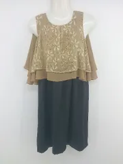 ◇ Sweet Mommy レースドッキング マタニティ ノースリーブ ミニ ワンピース サイズM ベージュ系 ブラック レディース P  【1302220006725】