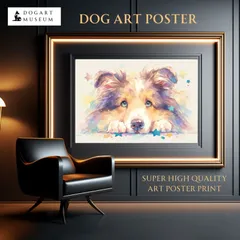 【The Starry Dog（星降る犬） - ラフコリー・シェルティーの子犬 No.1】星・スター・かわいい・子犬・アートポスター・犬の絵・犬の絵画・犬のイラスト