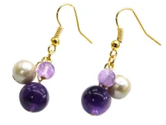 ピアス コットンパール パワーストーン 天然石(アメジスト)