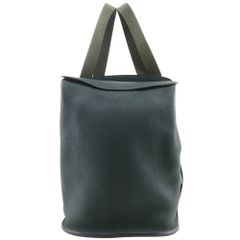【HERMES】エルメス シェルパPM ヴィンテージ レザー 緑 〇Y ユニセックス リュック・デイパック