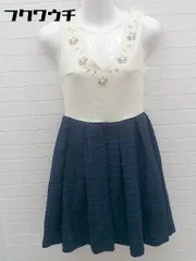 ◇ Chesty チェスティ ビジュー ノースリーブ ミニ ワンピース サイズ0 ベージュ ネイビー レディース 【中古】 【1002801348335】