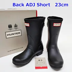 HUNTER レイン ブーツ 23cm オリジナル バックアジャスト ショート ブラック レディース 黒 長靴 シューズ ハンター R2507-128