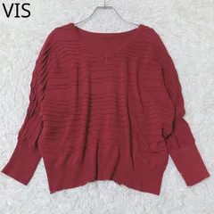 ビス　ニット　ドルマンスリーブ　Vネック　リブ編み　ドロップショルダー　カジュアル　綺麗め　シンプル　レッド　Fサイズ
