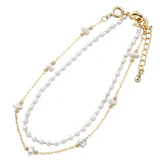 【ゴールド×2セット】[Cream dot. クリームドット公式] ブレスレット レディース  2点セット 金属アレルギー ニッケルフリー チェーン 小粒パール 3WAY 重ねづけ 大人 のサムネイル