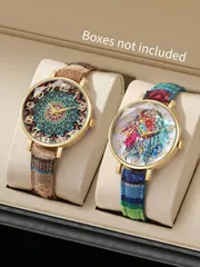 腕時計 レディース セット ファッション レトロ デジタル文字盤クォーツ腕時計セット2個、ウォッチボックスは含まれていません