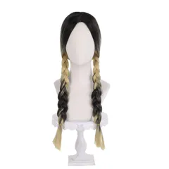 【1～3日以内に発送！】コスプレ耐熱ウィッグ ブラック ゴールド 三つ編み ウィッグ ★東京卍リベンジャーズ/灰谷蘭 天竺 等【521H】