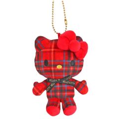 ハローキティ ぬいぐるみ マスコット キーチェーン 50周年 タータン